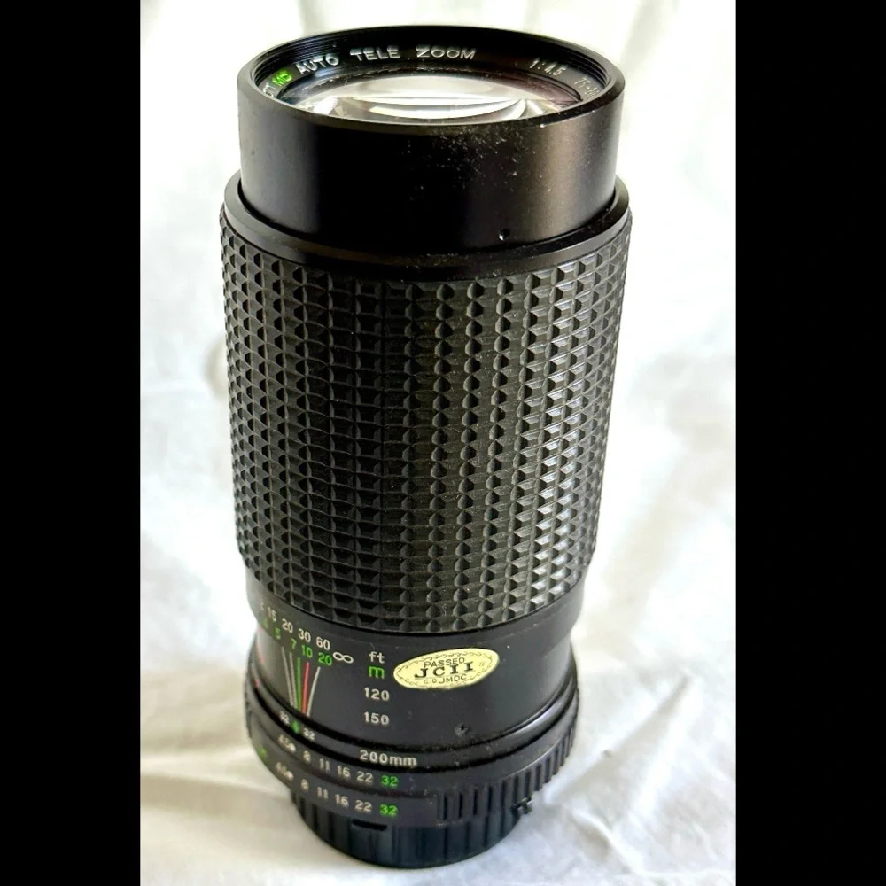 VINTAGE 1980s OZUNON MC AUTO TELE ZOOM TELEPHOTO SLR CAMERA LENS 75-200mm f 4.5
